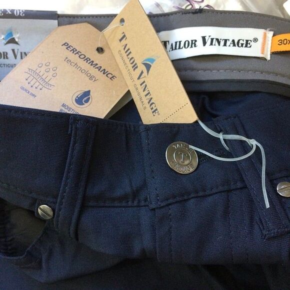 NEW Tailor Vintage Mens Pants Luxe Performance New Canaan Slim Navy 30x30 SLIM - Picture 3 of 4